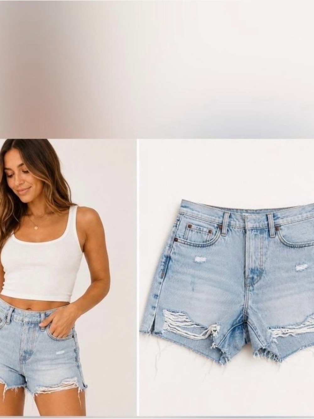 pistola Light Wash Distressed High-Rise Jean Shorts